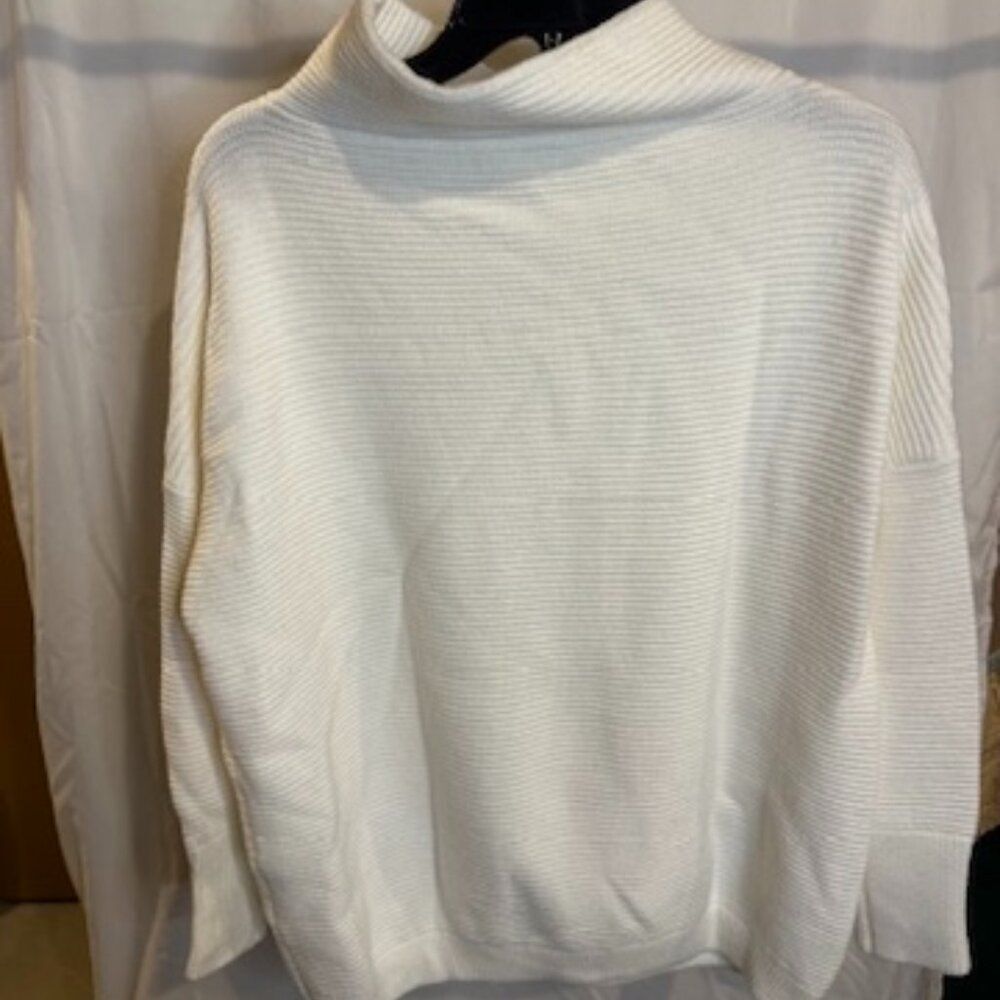 ChicWish Ribbed Turtleneck Sweater – White – Size XL